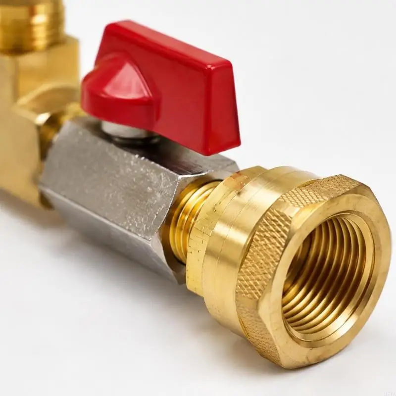 Floor Heating Circuit Filling Tool with Built-In 100PSI Pressure Meter, Fill Needle, Protective Cap, and Garden Hose D7YA