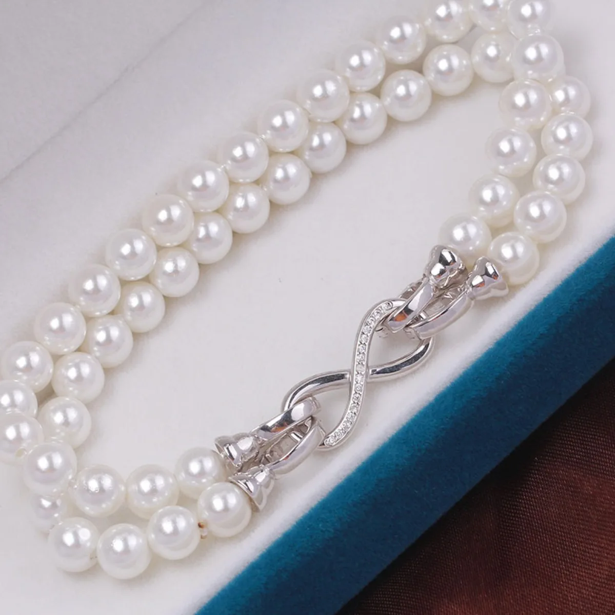 S925 Sterling Silver Figure‑Eight Double‑Row Zircon Toggle Clasp Necklace Bracelet Connector DIY Pearl Agate Jewelry Making Supp