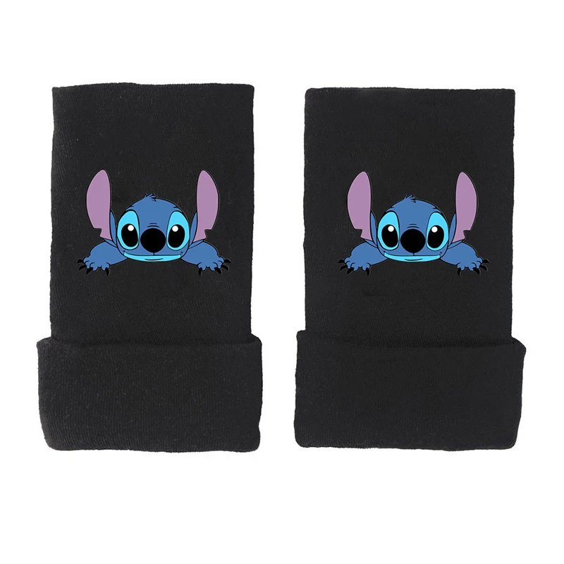 Disney Lilo and Stitch Cotton Gloves Cartoon Anime Figure Mittens Knitted Printing Fingerless Glove Winter Warm Students Writing