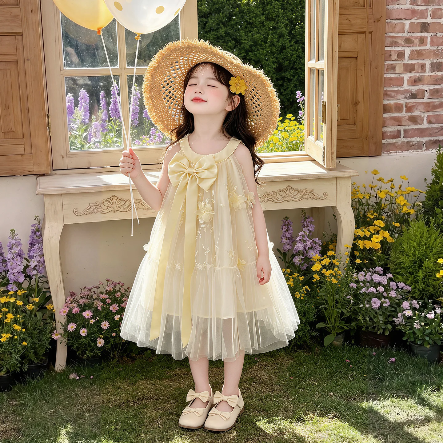 Girls 2026 Summer Fashion New Bow Princess Childrens Party Performance Dress Sweet and Stylish Dress Trendy Versatile 3