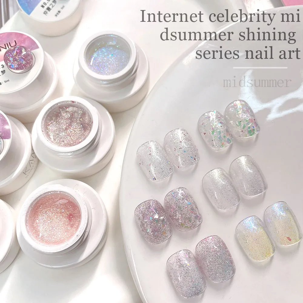 5 مللي ليزر قوس قزح المغناطيسي عين القط جل عاكس تألق ليزر قوس قزح جل شبه دائم الأشعة فوق البنفسجية LED جل أظافر ملون