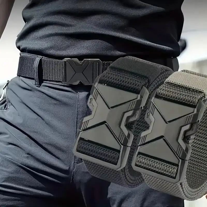 Durable Multi Function Men's Canvas Belt Thickened Breathable: Quick Release Waistband Outdoor Workwear
