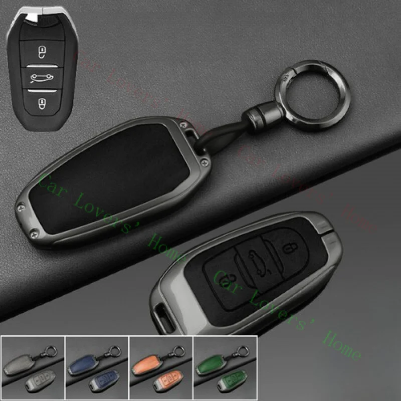 

A++Zinc Alloy Leather Car Key Case Cover For Peugeot 508 2008 For Citroen C3 C4 3 5