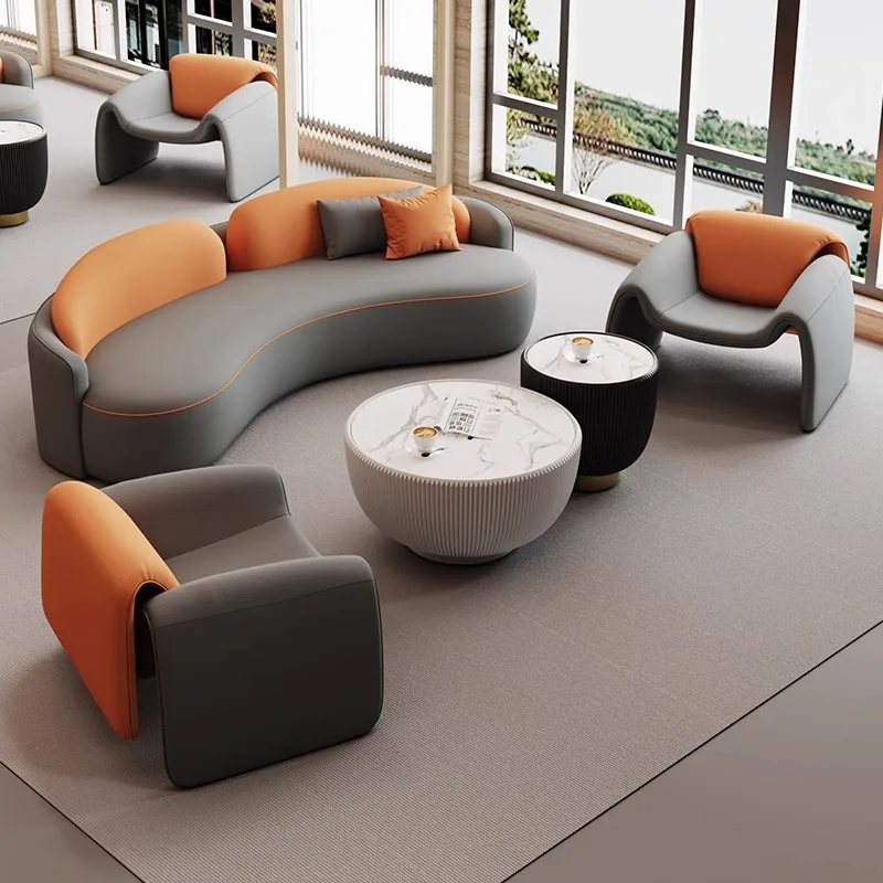 Light Luxury Business Reception Hotel Lobby Reception Discuss Office Combination Waiting Chairs For Beauty Salon Guests