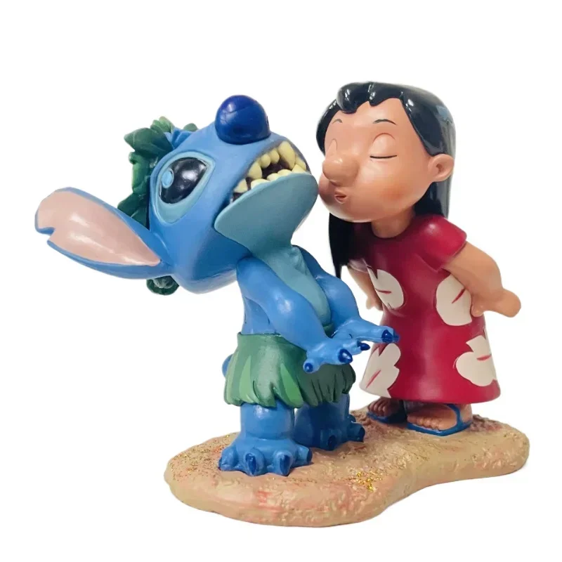 

8cm Cartoon Anime Lilo Kiss Stitch PVC Action Figures Beach Series Disney Cute Kids Toys Stitch Model Ornaments Gifts