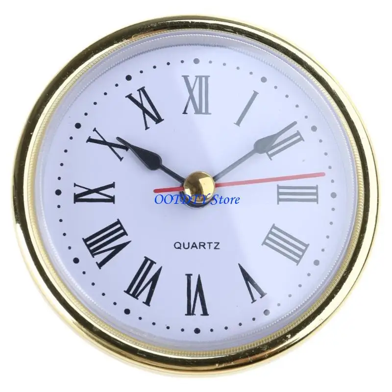 367A 65mm Clock Insert with Roman Numeral Quartzs Movement Gold Trim Roman Numeral