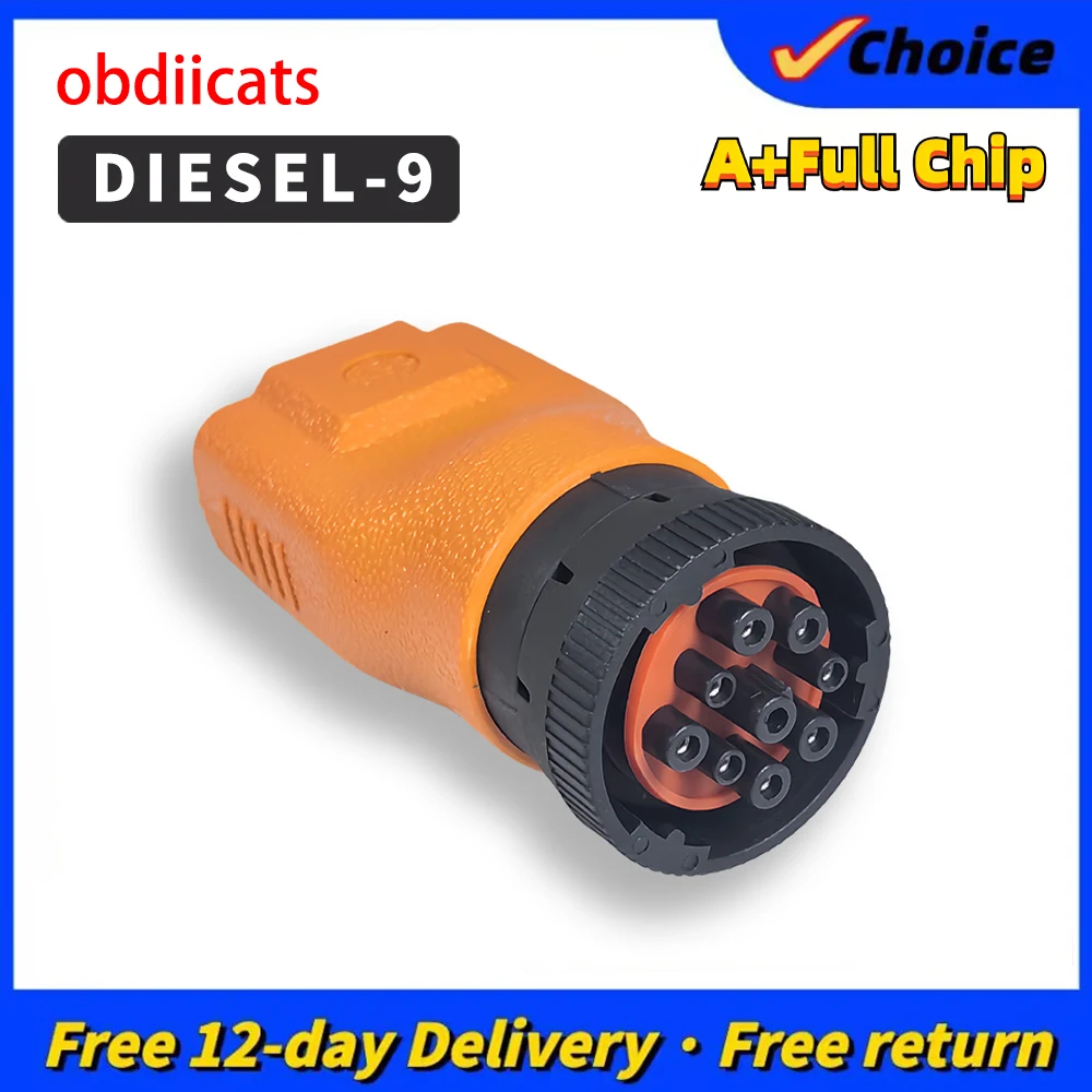 A+ Grade 9Pin OBD2 Diagnostic Adapter Cable for Heavy Duty Diesel Truck Repair Scanner Tool