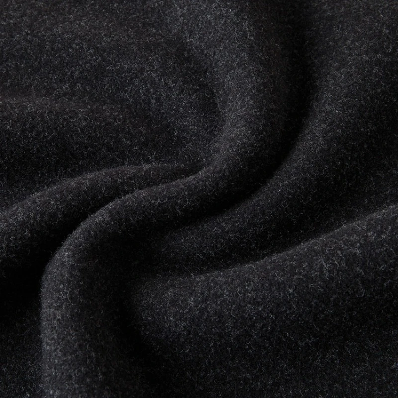 سترة منسوجة من طبقتين للرجال قميص بولو مزيج من الصوف، مبطن بالصوف سميك، ياقة منقوشة شتاء دافئ، أحمر أسود كحلي #6