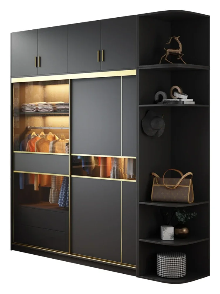 

Modern minimalist luxury sliding door wardrobe locker household bedroom assembly wardrobe