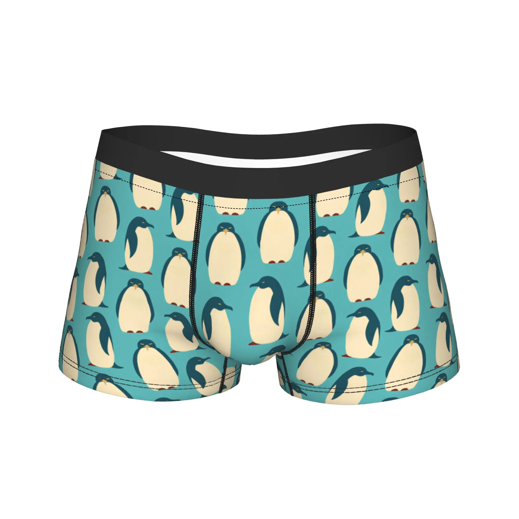 

Cute Cartoon Penguin On Light Blue Background Boxer Shorts 3D Pouch Underwear High Quality Customs Shorts Briefs Man Panties