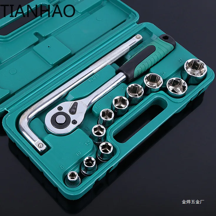 13-Piece Automotive Socket Set with Ratchet Wrench for Car Repair Mechanical Maintenance DIY Tools for Ford Toyota Honda for