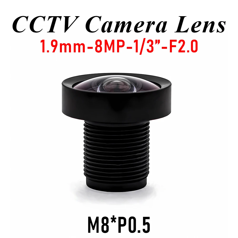8MP 1.9mm M8 Wide Angle Lens 1/3 Inch Format F2.0 with 650nm IR Filter Professional Machine Vision Mini Security CCTV Lenses