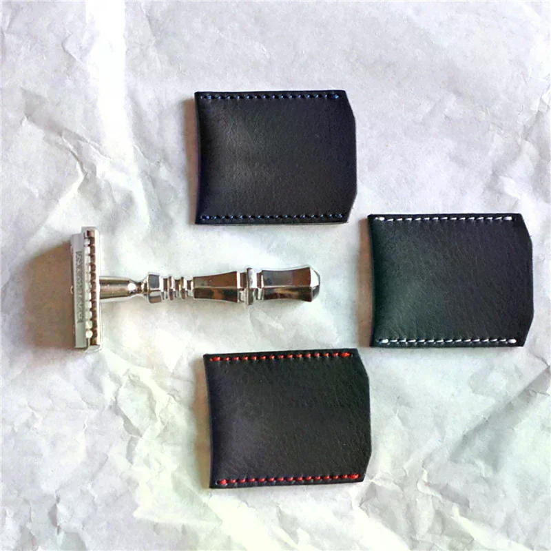 1PC Double Edge Safety Razor Head Sleeve Protective Case Leather Without Razor