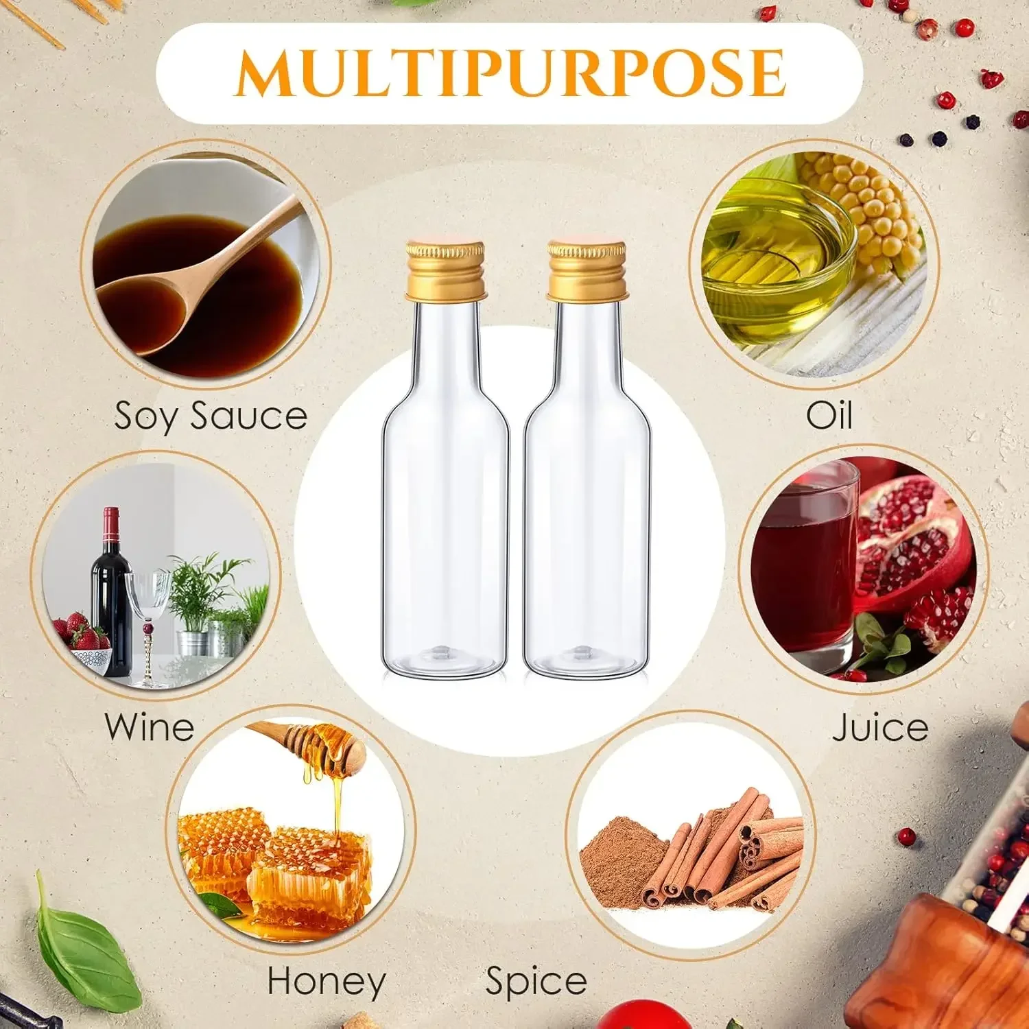 50pcs 30ml-150ml Plastic Mini Liquor Bottles Empty Portable Reusable Drink Container for DIY Juice Wine Alcohol Birthday Wedding