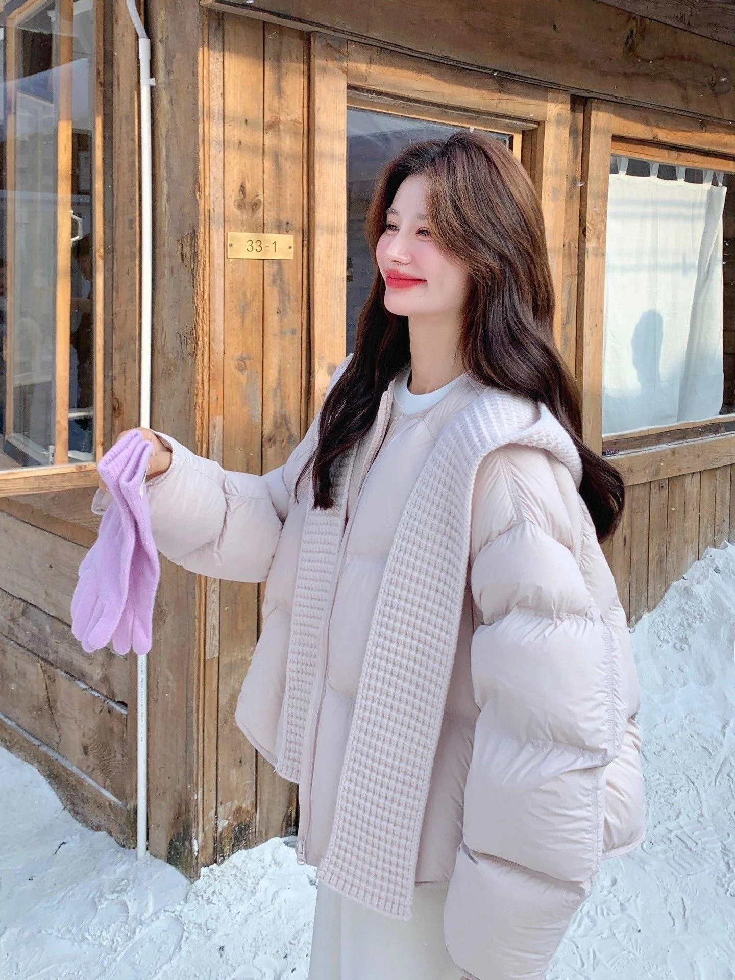 Staccabile lavorato a maglia con cappuccio rosa invernale da donna New Sle Cloud Puff caldo cotone Jaet Cappotto di cotone Capispalla Thiened Long Sl...