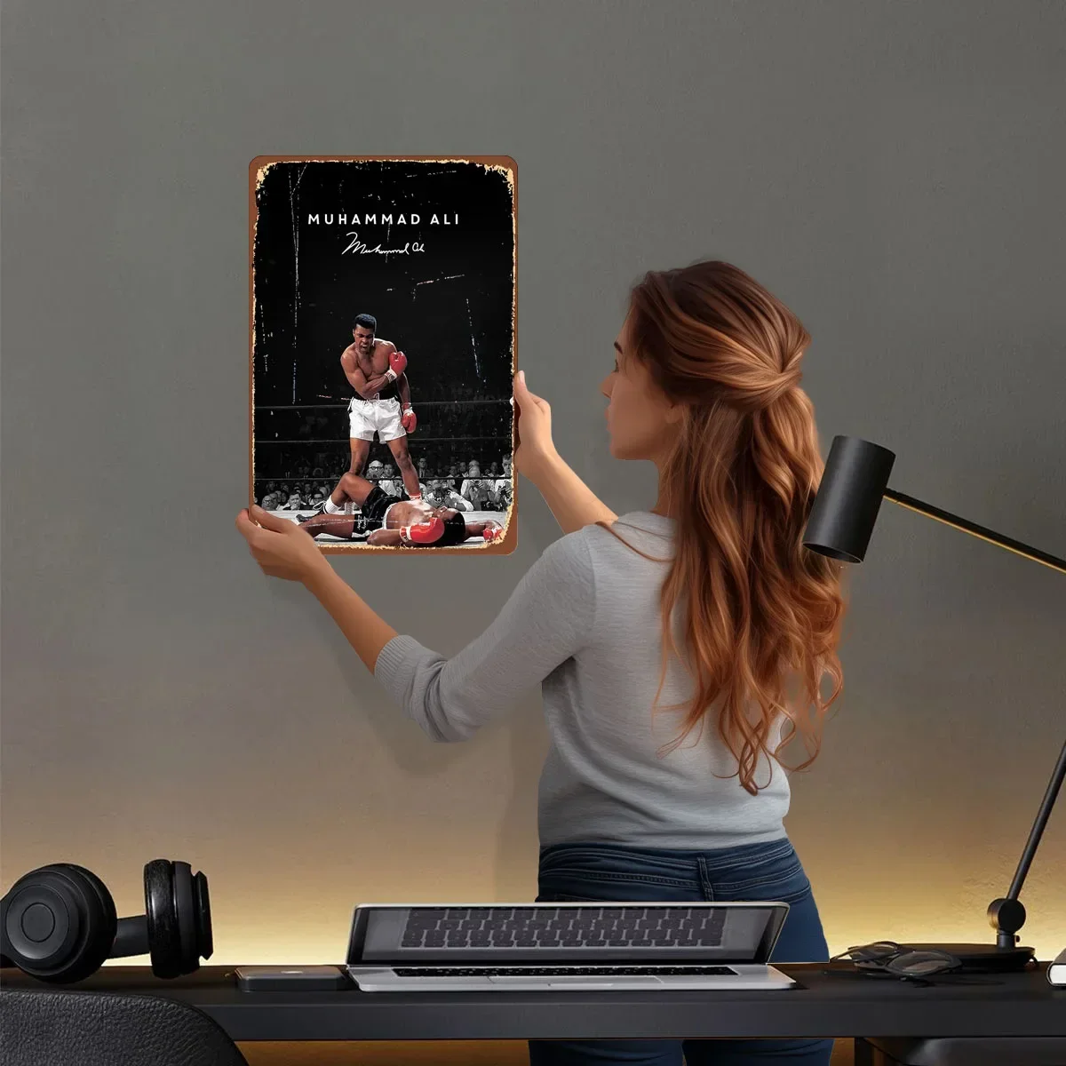 محمد علي الملاكم أوستر الملاكمة علامات معدنية جدار الفن جدارية مخصصة القصدير لوحات ل جدار الفن الديكور غرفة الألعاب الديكور المنزل