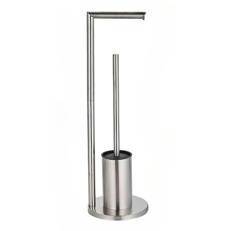 Nordic Minimalist Stainless Steel Tissue Holder No-Drill Toilet Paper Rack Bathroom Brush Stand Multi-Use Storage Organizer