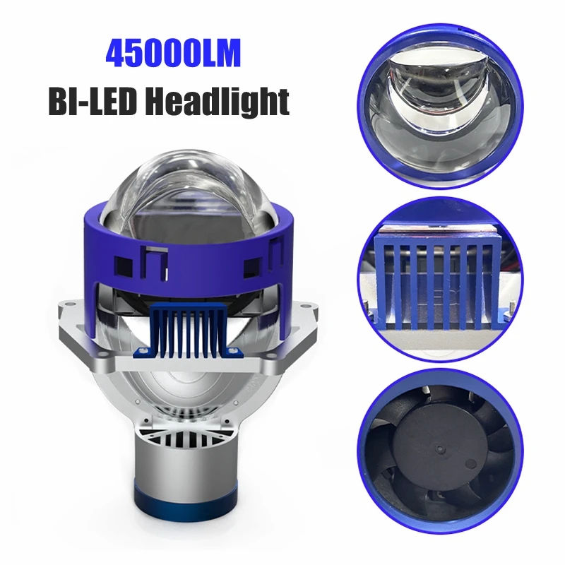 P40L Bi-LED Retrofit Lenses Laser Projector Lens Car 3 Inch Headlights Automobile High Low Beam Bulb 6000K 45000LM Auto Headlamp