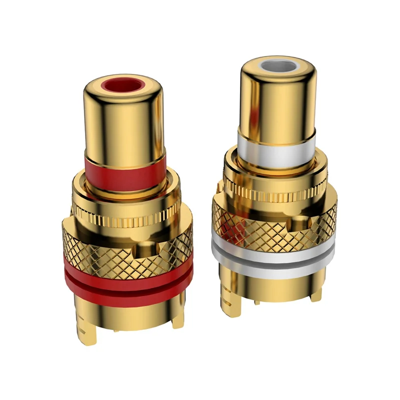

TFTP-R205 Pure Purple Copper Socket AV Audio Signal Terminal RCA Lotus Connectors For Hifi Audio/Video Amplifier Panel Mounting