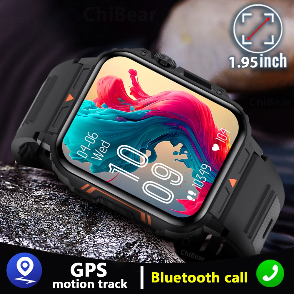 

1.95 GPS наружные мужчины Smart Watch фитнес-часы IP68 водонепроницаемый военный здоровый монитор AI голоса Bluetooth Call Smart Watch