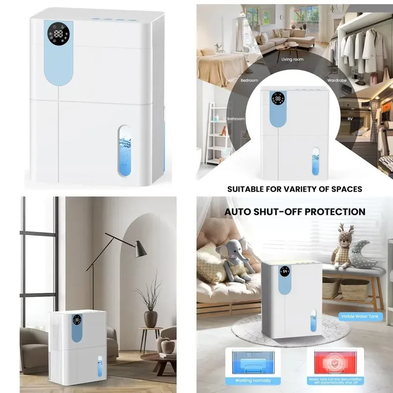 Mini Electric Dehumidifier Portable Household LED Display Removable Water Tank Home Use