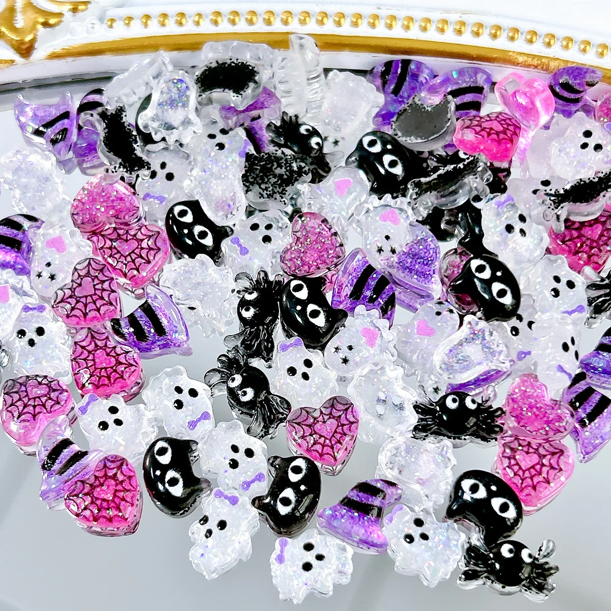 Halloween Parts Nail Art Decoration Kawaii 3D Purple-Black Cat Magic Hat Resin Manicure Charm Rhinestones DIY Nails Tips Figures