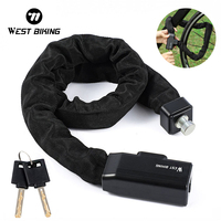 WEST BIKING Bicycle Chain Lock Anti-theft Alloy Steel MTB Road Bike Lock With 2 Keys Safety Motorcycle Electric Bike Accessories