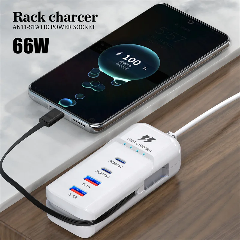 EU US Plug Outlet Power Strip ,Type C USB Hub Charge Electrical Socket ,Desktop Charging Station ,4 IN 1 Surge Protector