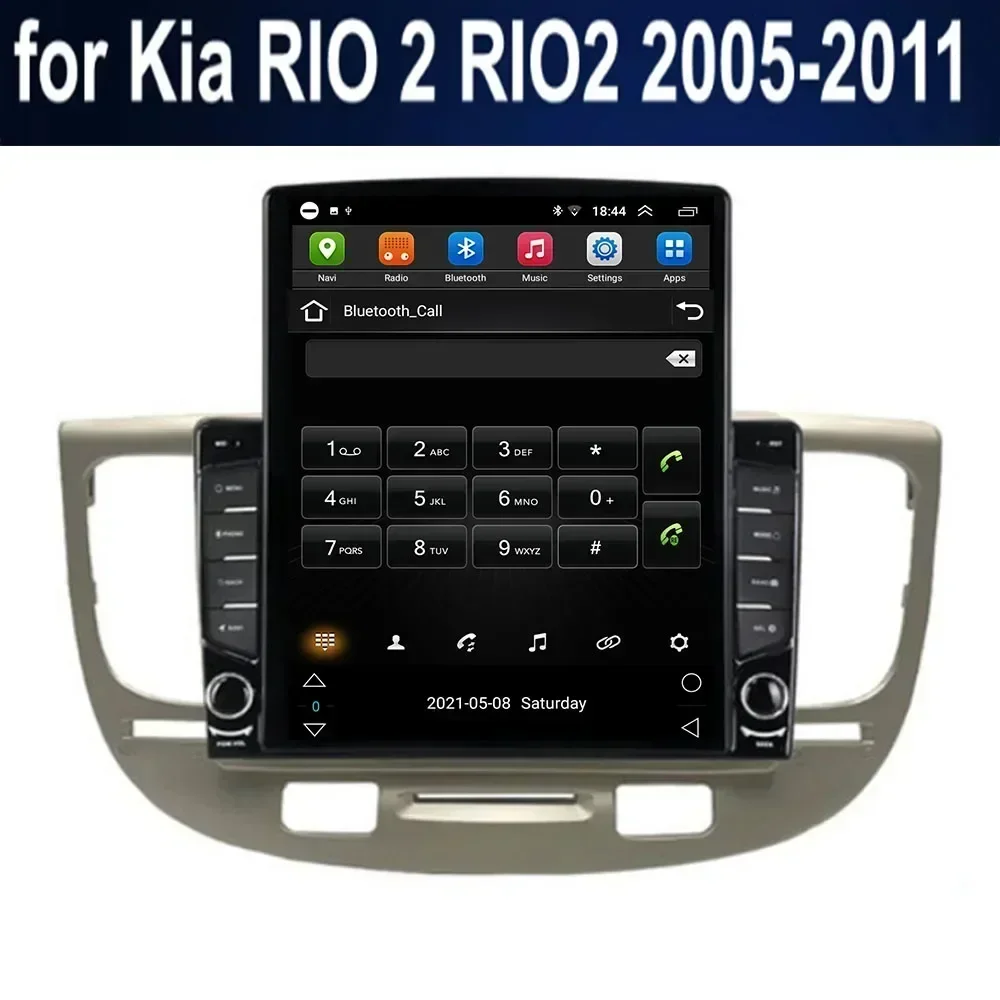 Для Tesla Style 2Din Android 13 Автомобильный радиоприемник для Kia RIO 2 RIO2 2005-2011 Мультимедийный видеоплеер GPS Стерео Carplay DSP RDS Камера