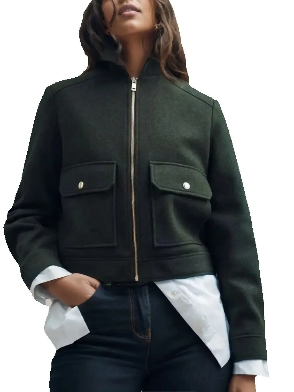 

Новинка 2023 года, весенне-осенние женские элегантные армейские зеленые куртки на молнии с длинными рукавами, женские винтажные короткие уличные пальто с карманами, верхняя одежда