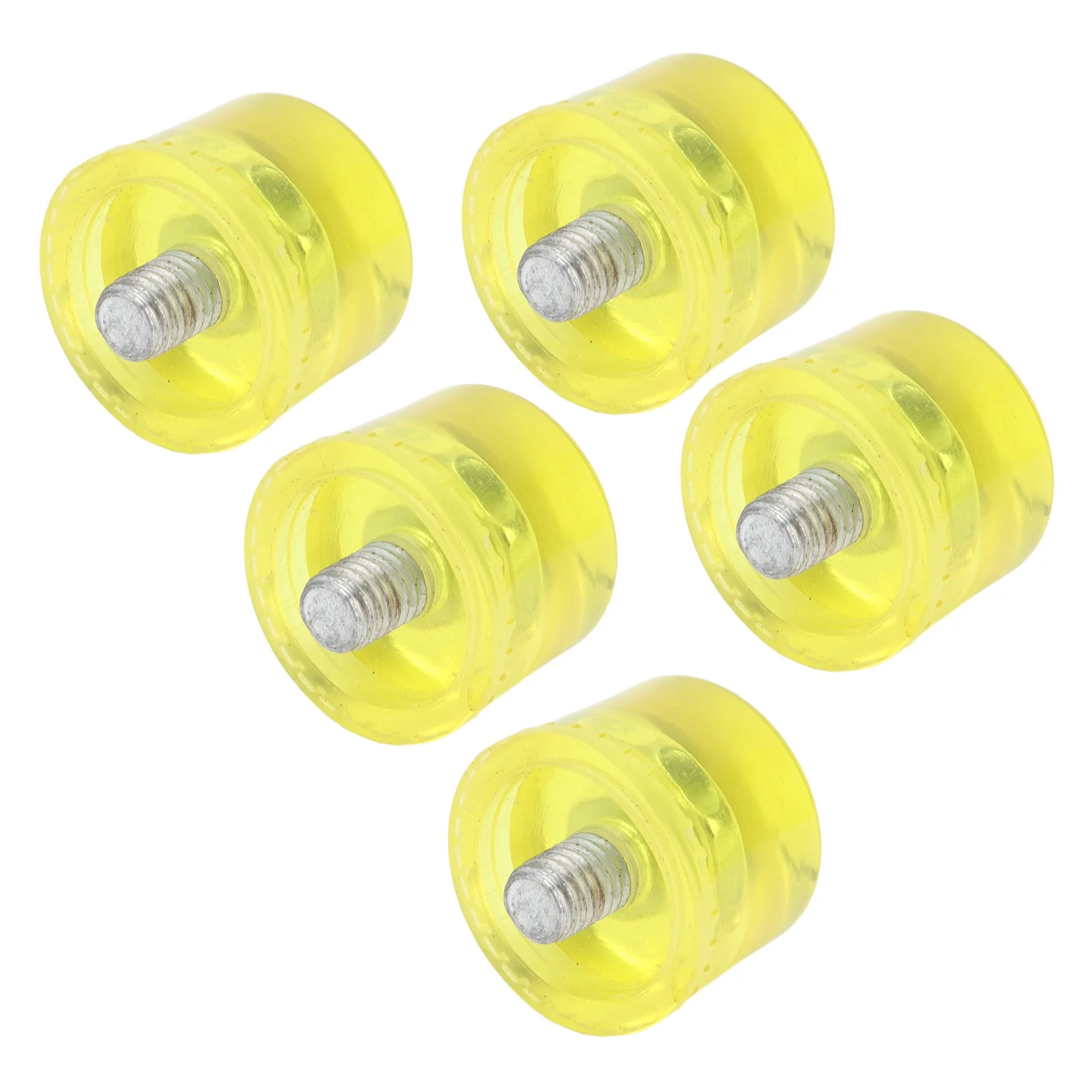 5Pcs Rubber Hammer Head Replacement M8x1 Soft Transparent Yellow Striking Tip Accessory Set KitΦ