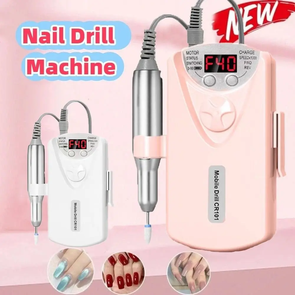 Professional Nail Drill Machine Dead Skin Removal Low Noise Electric Nail Polisher with Drill Bits Multi-functional