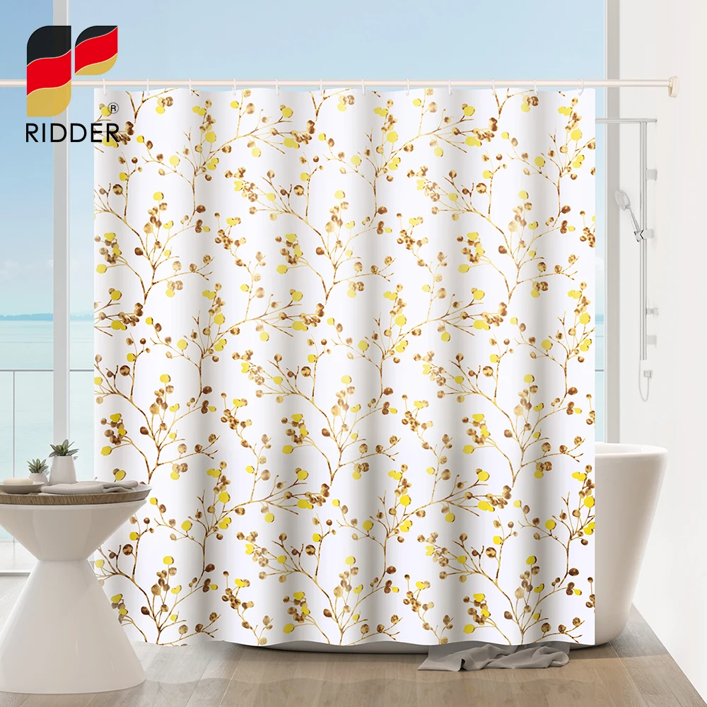 RIDDER Polyester Bathroom Shower Curtains Waterproof Durable Bathroom Screens Roller Hooks Nordic Wind Fruits of Autumn