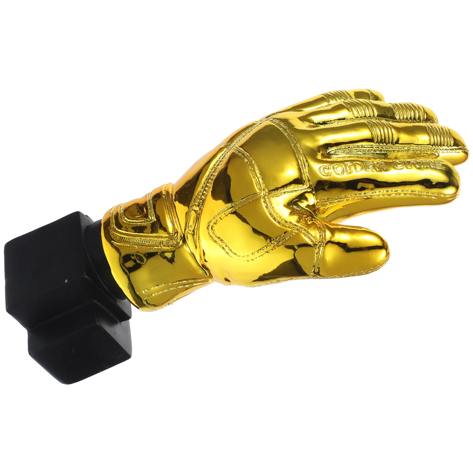 

Goalkeeper Plating Resin Trophy Goalie Gloves Shape Soccer Match Award Toy with Base for Office School Kindergarten (Golden)