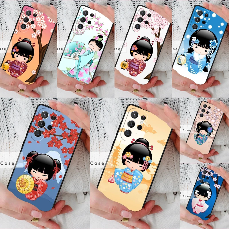 Japanese Geisha Kokeshi Doll Phone Cover Case for Samsung Galaxy S26 Ultra S20 FE Note 10 S24 S23 S21 S25 Plus S22