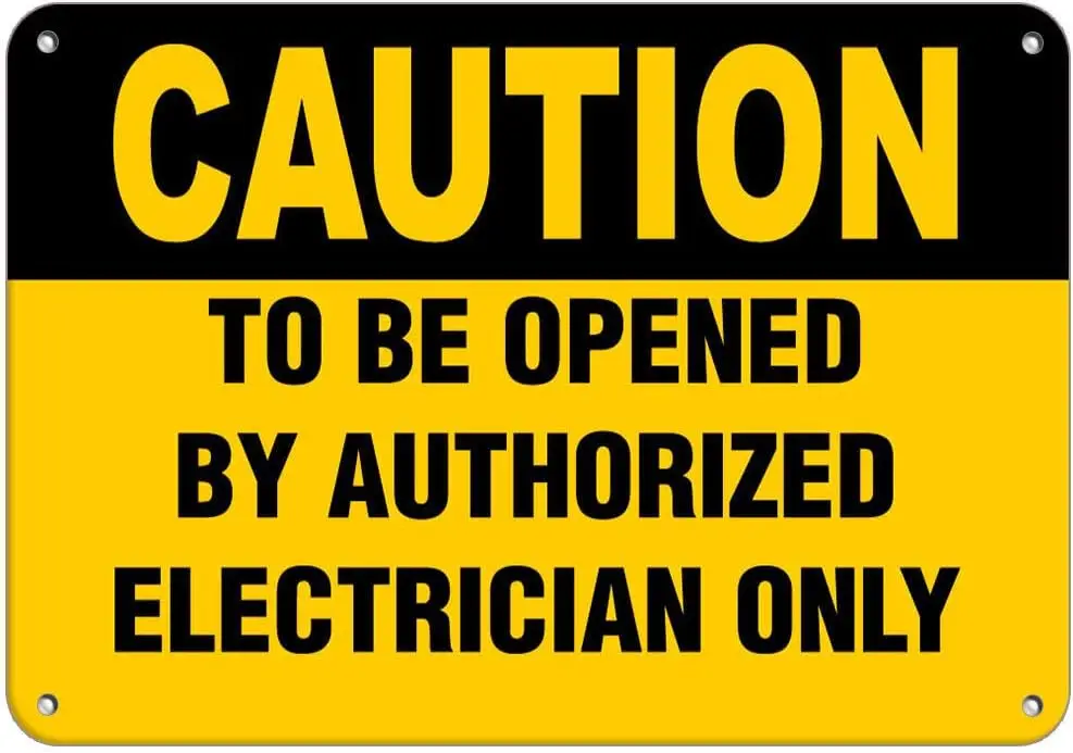 CCparton Caution to Be Opened by Authorized Electrician Only Aluminum Metal Sign Warning Metal Sign 8x12Inches