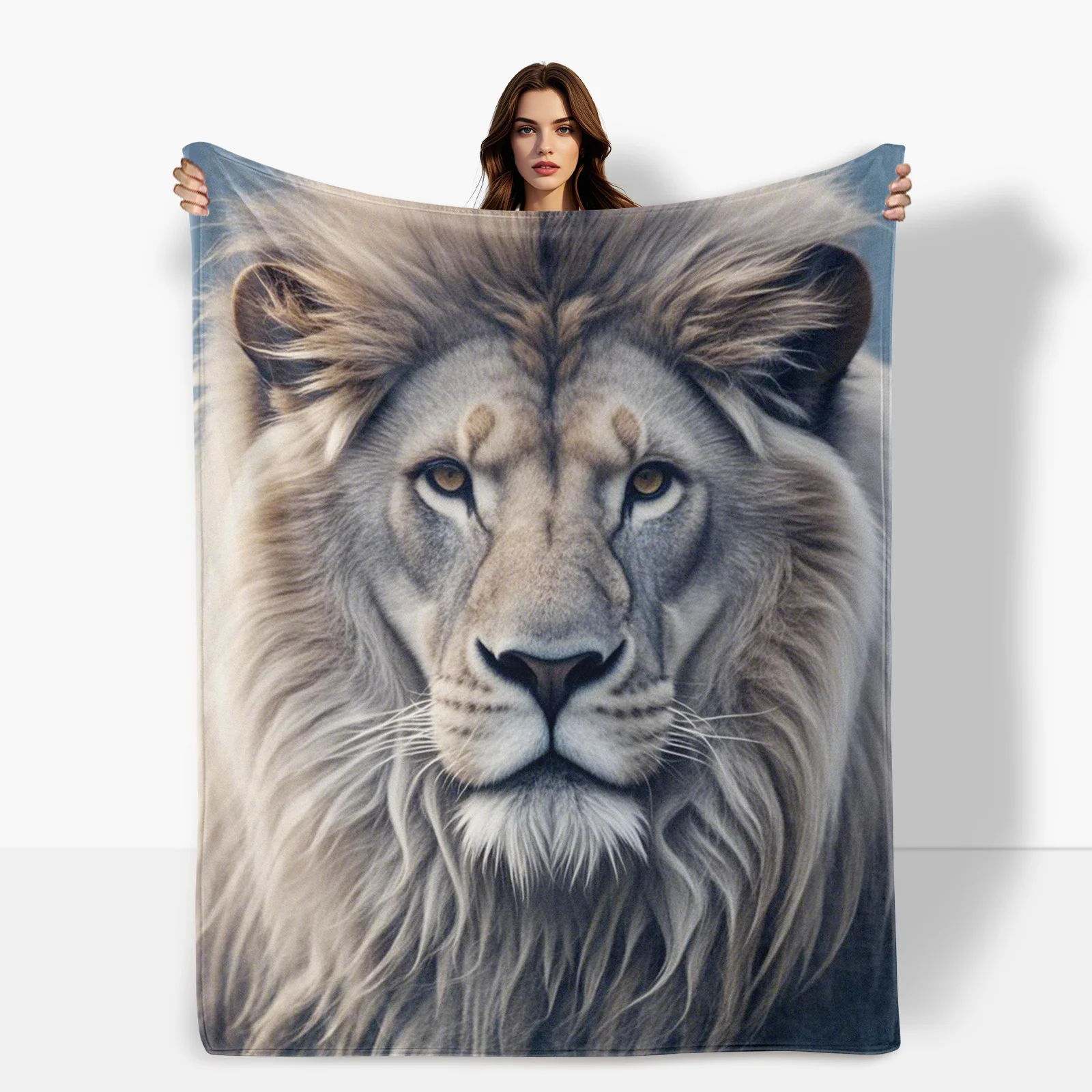 Majestic Lion Fierce Beast Animal Blanket Regal Plaid Throw For Elegant Home Decor Luxurious Gift Idea Warm Cozy Design