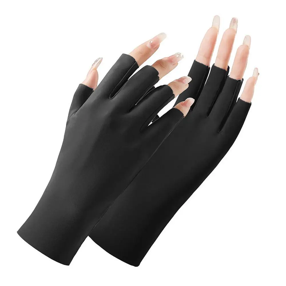 2022 Summer Anti-uv Fingerless Gloves Semi-finger Driving Glove Ice Silk Half Fingers Gloves Sunscreen Breathable Thin Mittens