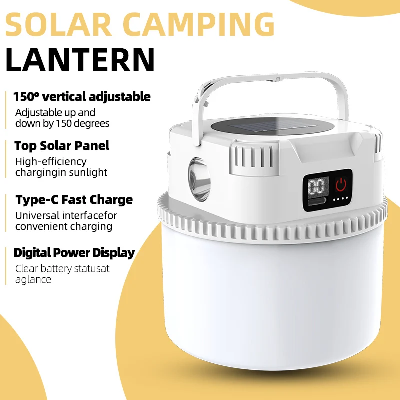 Solar LED Outdoor Camping Lamp Portable Lamp Configuration Hook Supports TYPE-C Charging