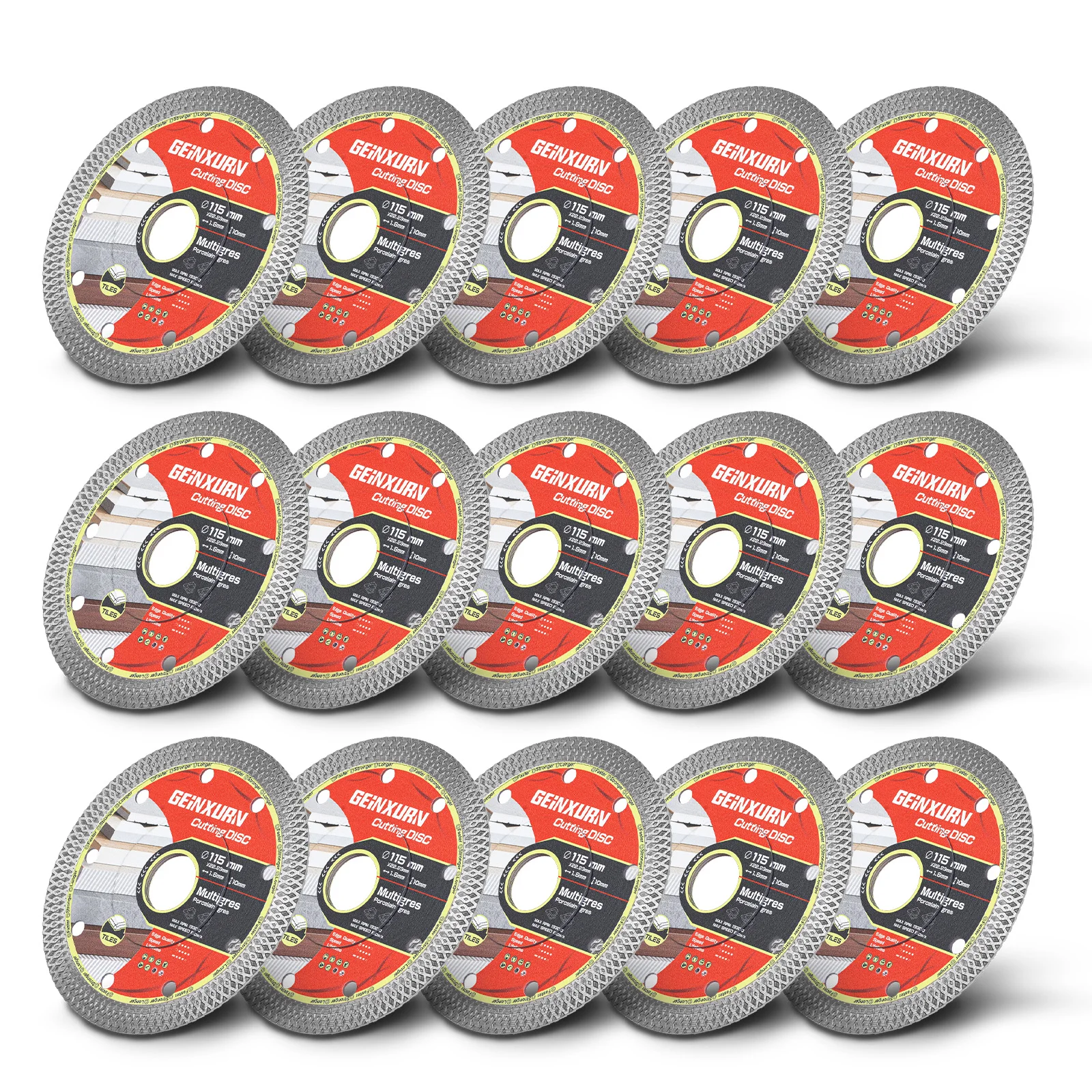 Geinxurn 3/8/15PCS Corrugated Tooth Diamond Cutting Disc (4.5Inches) For Tile Ceramic Porcelain Marble, For Angle Grinder