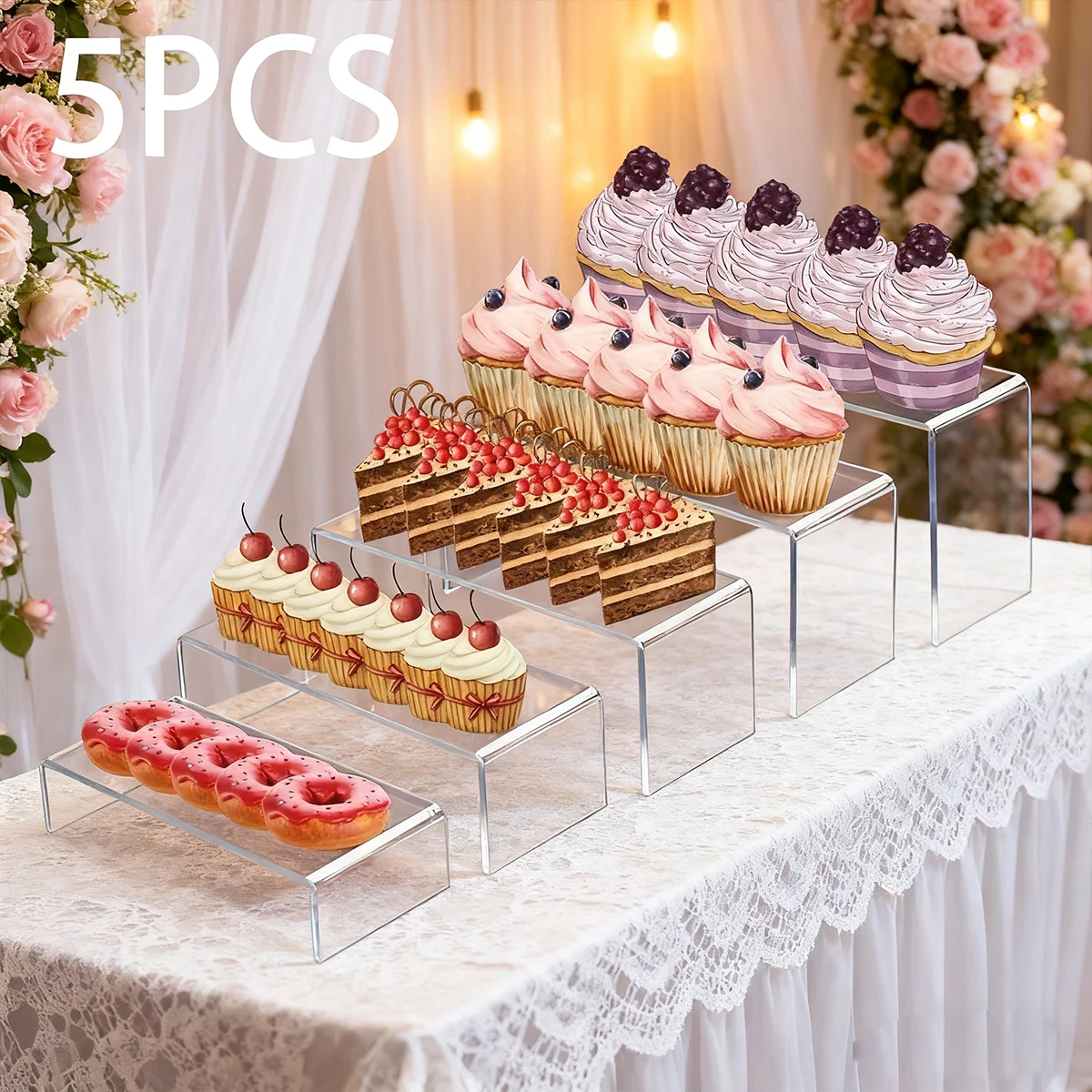 

5pcs Acrylic Dessert Display Stand Durable U-shaped display stand suitable for weddings parties cupcakes candies home jewelry
