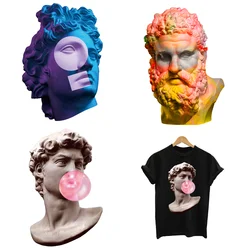 2Pcs/Lot Iron On Heat Thermal Transfers Ironing Thermo Adhesive Patches For Clothing Statue David Fusible T-Shirt Stickers DIY