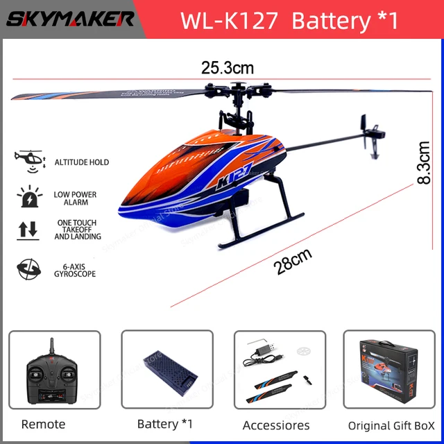 RC WLtoys RC Helicopters k200 K127 2.4Ghz 4CH 6-Aixs Gy