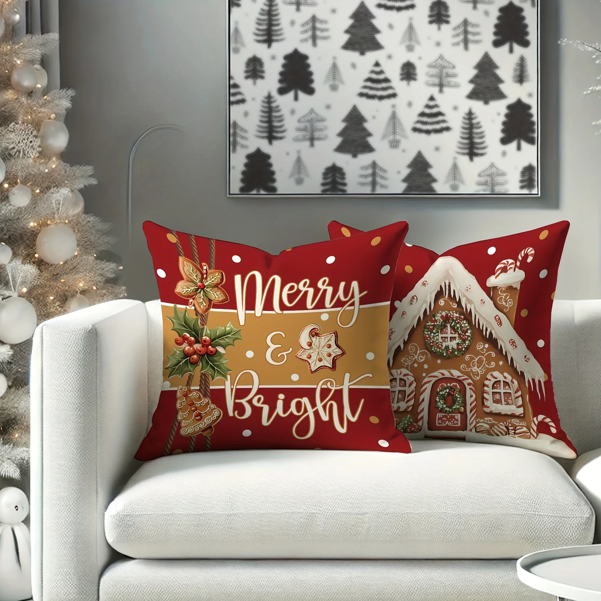 4pcs Festive Christmas Throw Pillow Covers 