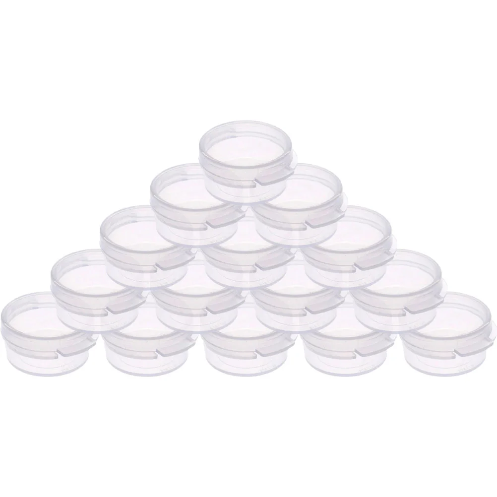 

25 Pcs Borrow Box Clear Plastic Boxes Small Round Soil Jar with Lid Organizer Fish Hook Jars for Storage