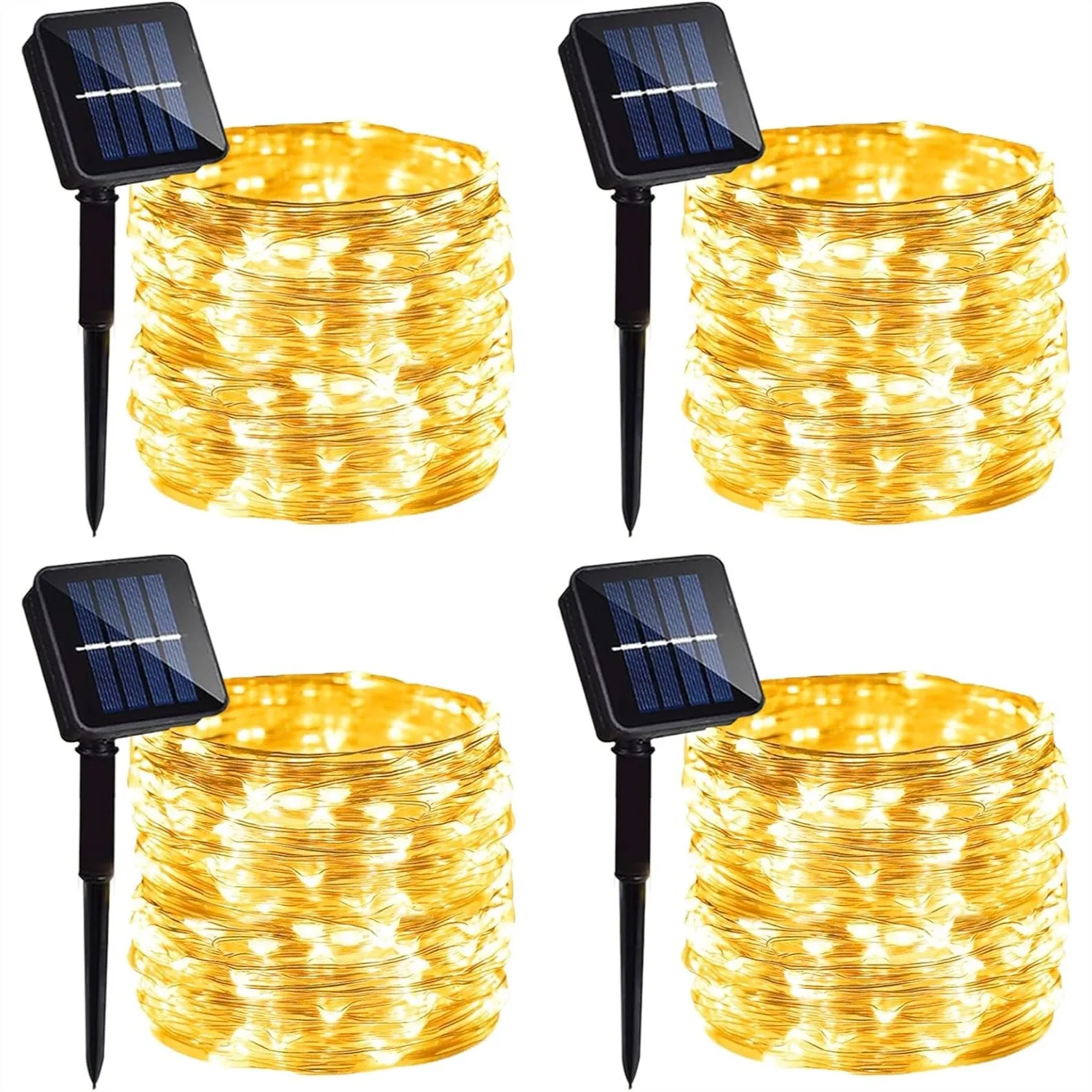 

4 Pack Solar Fairy Lights 131Ft 400 LED Outdoor Twinkle Light With 8 Modes Silver Wire String Lights For Garden Patio Party Wedding Decor Warm White