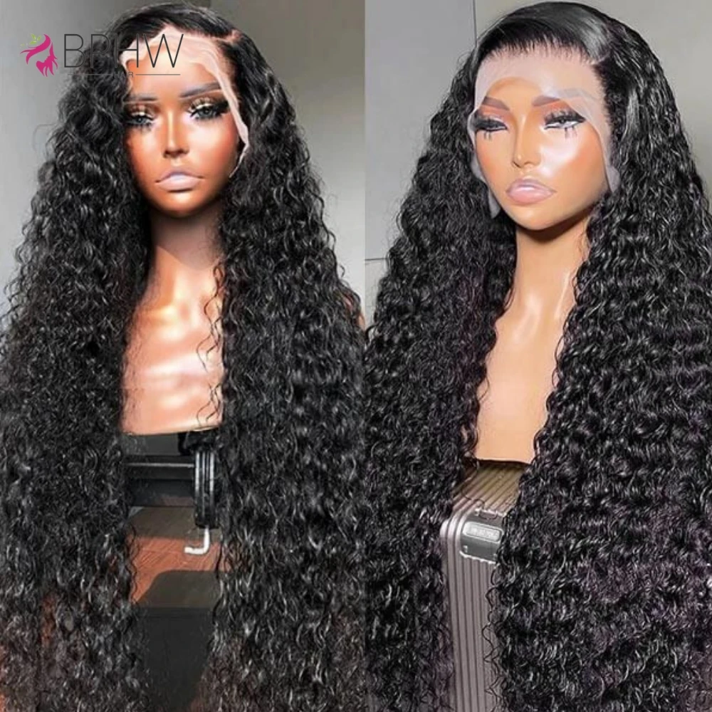 30 นิ้วลูกไม้ด้านหน้าบราซิลโปร่งใส Pre Plucked Curly Wigs ขาย Deep Wave 13x4 Hd ลูกไม้ด้านหน้าวิกผมผมมนุษย์สําหรับผู้หญิง