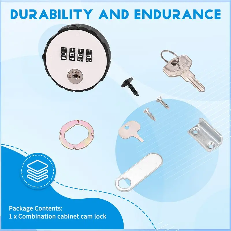 Combination Cabinet Cam Lock 4 Digital Keyless Drawer Door Gym School Locker With Key Reset