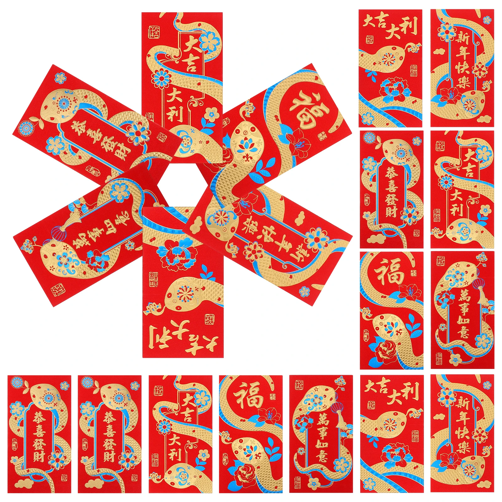 

30pcs Red Envelopes Year of Snake New Year Hongbao Cuff Packet Paper Money Holder Cash Envelopes Wedding Envelope Sturdy