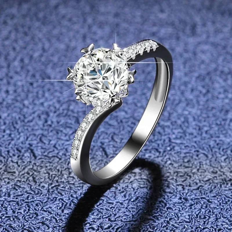 

100% Genuine Certified PT950 Platinum Rings Excellent Round Cut 1 Carat Diamond Moissanite Rings Women Wedding Band Fine Jewelry